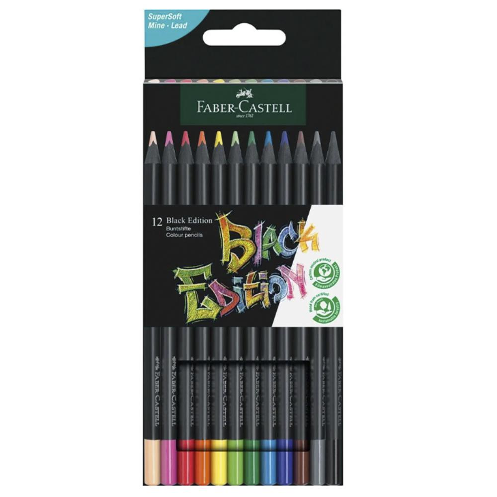 LÁPICES DE COLORES FABER-CASTELL BLACK EDITION – CAJA 12 UNIDADES