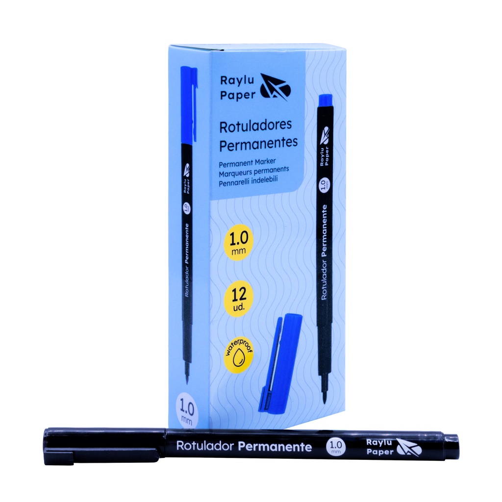 ROTULADOR PERMANENTE RAYLU PAPER DATA PEN – MEDIO 1 MM – NEGRO – CAJA 12 UDS