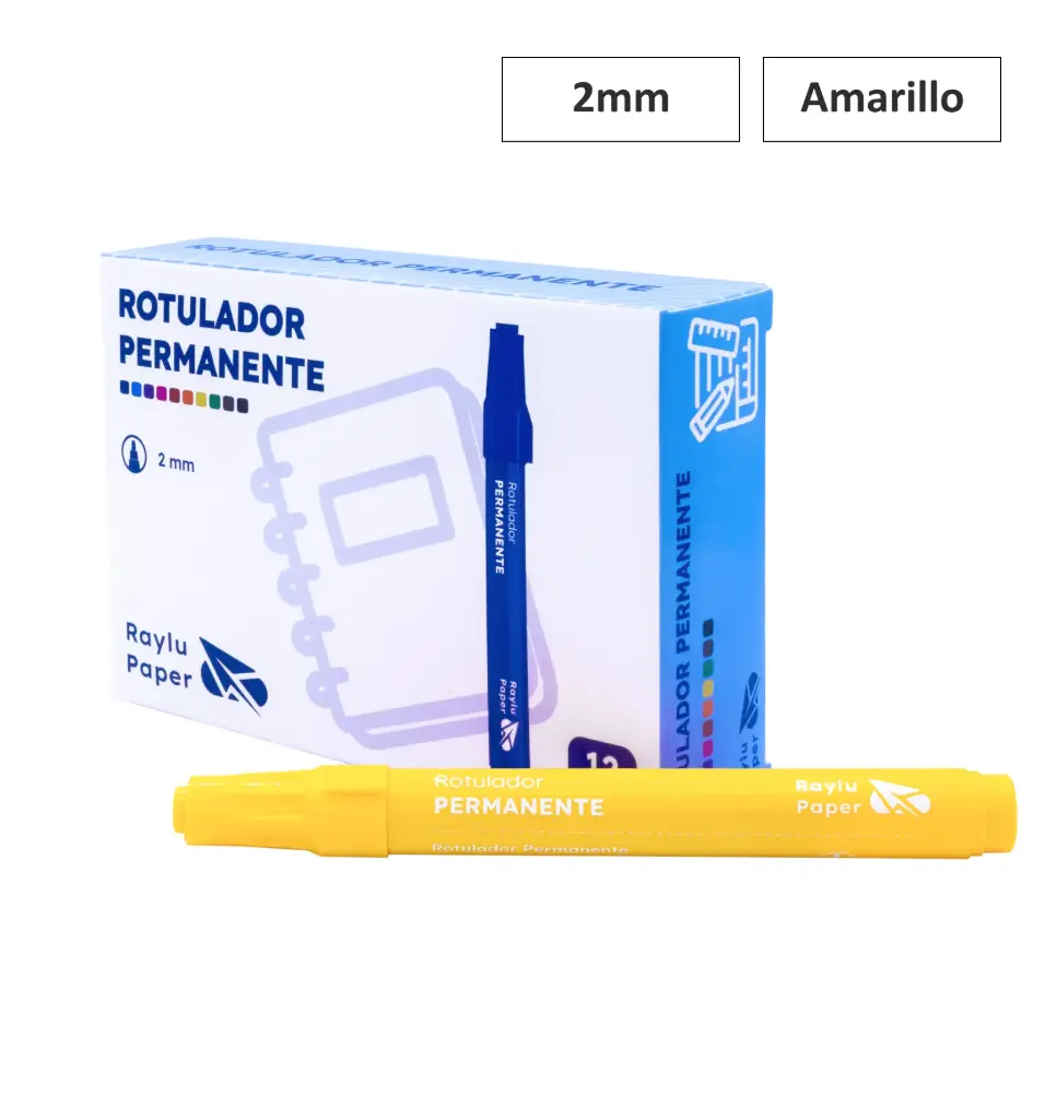 ROTULADOR PERMANENTE RAYLU ULTRAINK – PUNTA CÓNICA – TRAZO 1,5 MM – AMARILLO – CAJA 12 UDS