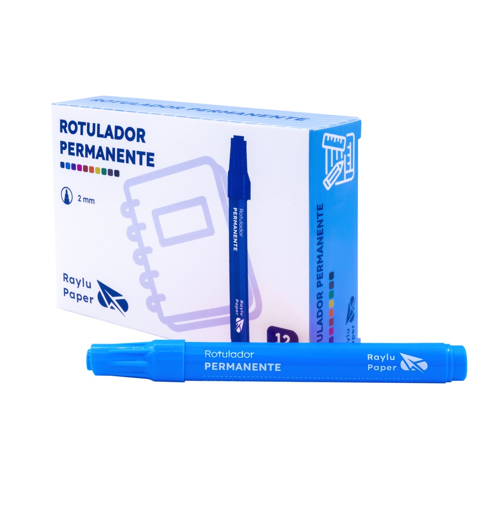 ROTULADOR PERMANENTE RAYLU ULTRAINK – PUNTA CÓNICA – TRAZO 1,5 MM – AZUL CLARO – CAJA 12 UDS