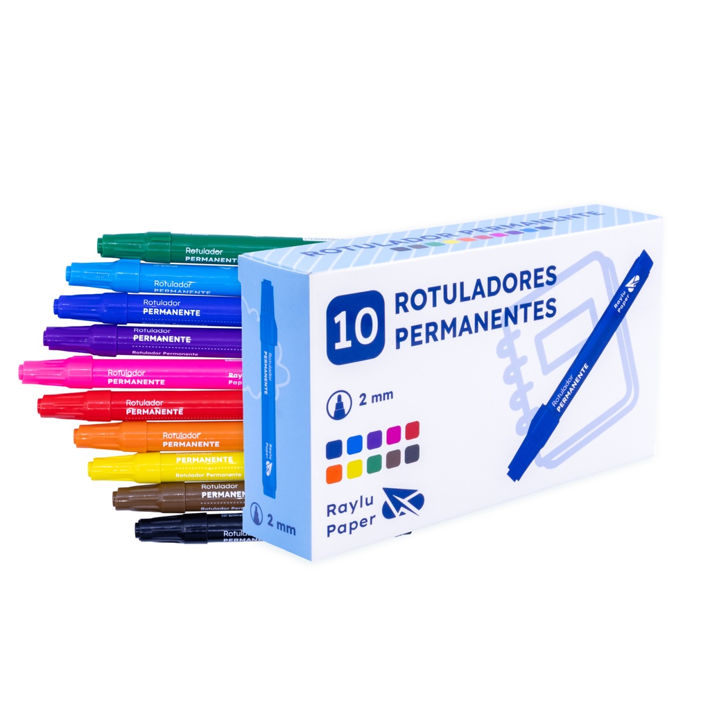 ROTULADOR PERMANENTE RAYLU ULTRAINK – PUNTA CÓNICA – TRAZO 1,5 MM – SURTIDO 10 UDS