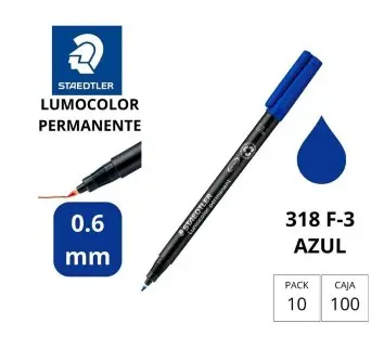 ROTULADOR STAEDTLER – LUMOCOLOR PERMANENTE 318-3 AZUL – PUNTA FINA REDONDA 0,6 MM