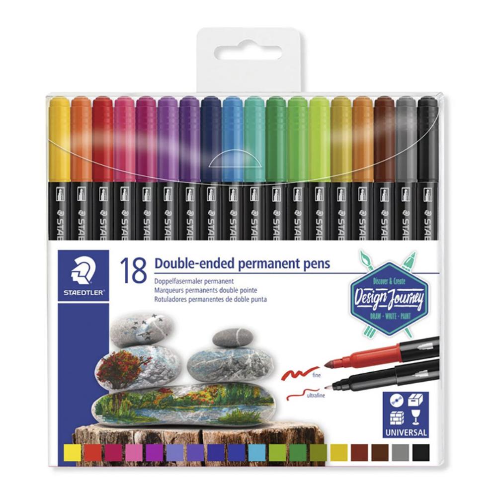 ROTULADOR STAEDTLER ESTUCHE 18 UDS LUMOCOLOR PERMANENTES DOBLE PUNTA REF. 3187 TB18