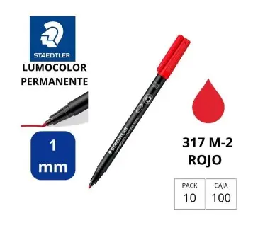 ROTULADOR STAEDTLER LUMOCOLOR PERMANENTE 317-2 ROJO PUNTA MEDIA REDONDA 0,8-1 MM