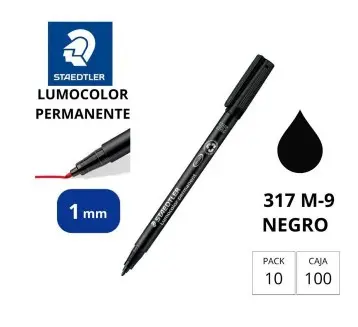 ROTULADOR STAEDTLER LUMOCOLOR PERMANENTE 317-9 NEGRO PUNTA MEDIA REDONDA 0,8-1 MM