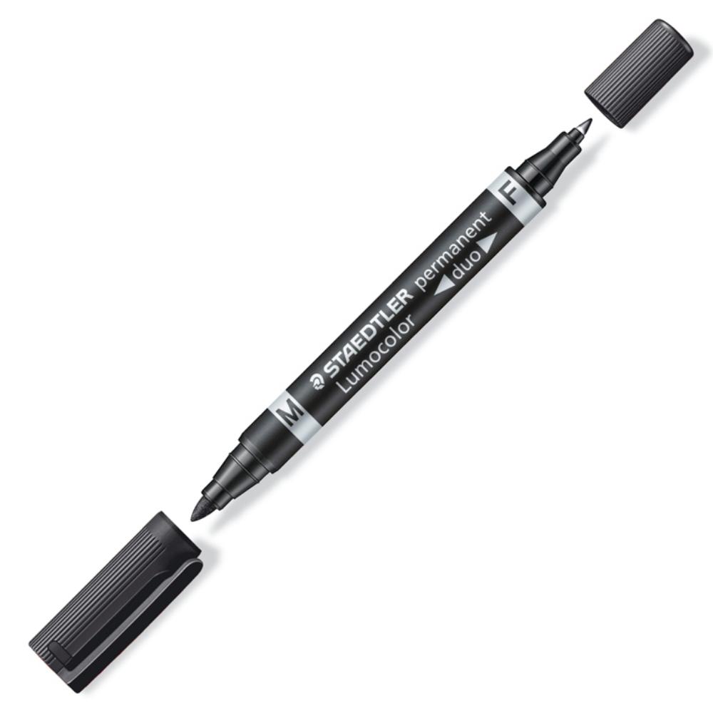 ROTULADOR STAEDTLER LUMOCOLOR PERMANENTE DUO 348 NEGRO PUNTA F 0,6 MM Y PUNTA M 1,5 MM