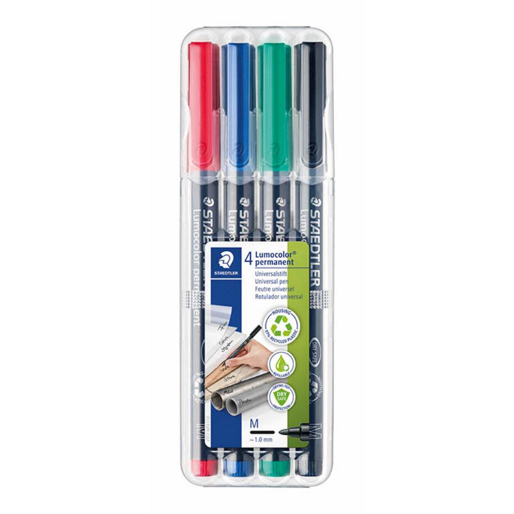 ROTULADOR STAEDTLER LUMOCOLOR PERMANENTE ESTUCHE 4 UDS PUNTA MEDIA