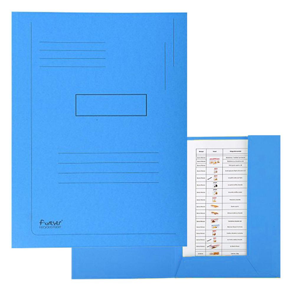 SUBCARPETA A4 CARTULINA RECICLADA – 2 SOLAPAS – 280 G/M² – AZUL