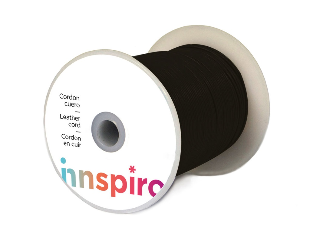 CORDÓN DE CUERO NATURAL 1,0 MM  NEGRO– ROLLO 100 M (INNSPIRO, REF. 260601)