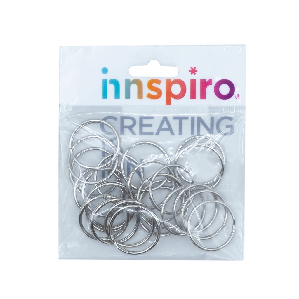 ANILLA DOBLE LLAVERO METÁLICA PLATEADA 25 MM – BOLSA 24 UNDS