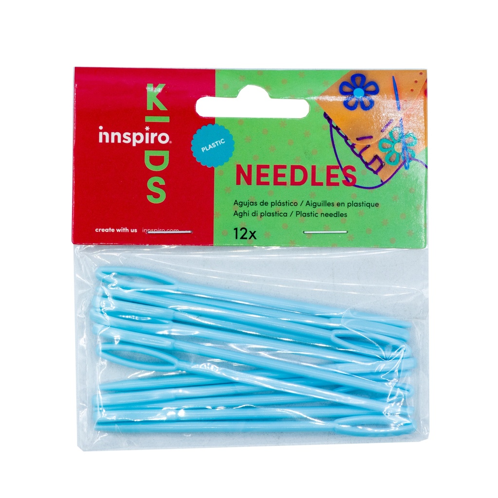 AGUJA DE PLÁSTICO AZUL 9,2 CM – PACK 12 UNIDADES