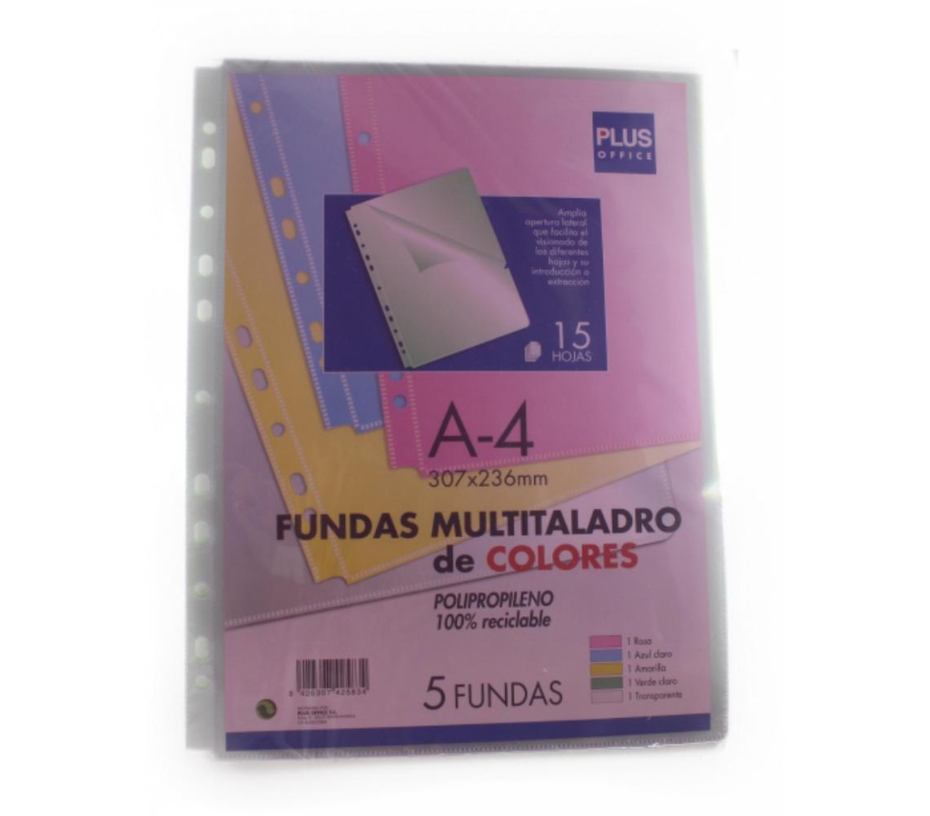 FUNDA MULTITALADRO  PLUS A4 SET 5 COLORES
