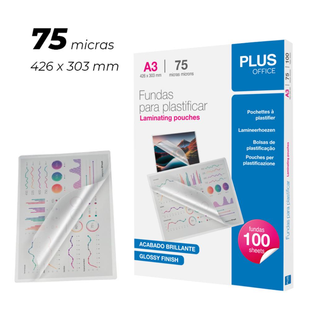 FUNDA PLASTIFICAR YOSAN A3 426x303MM 75 MICRAS (CAJA 100 UNIDADES)