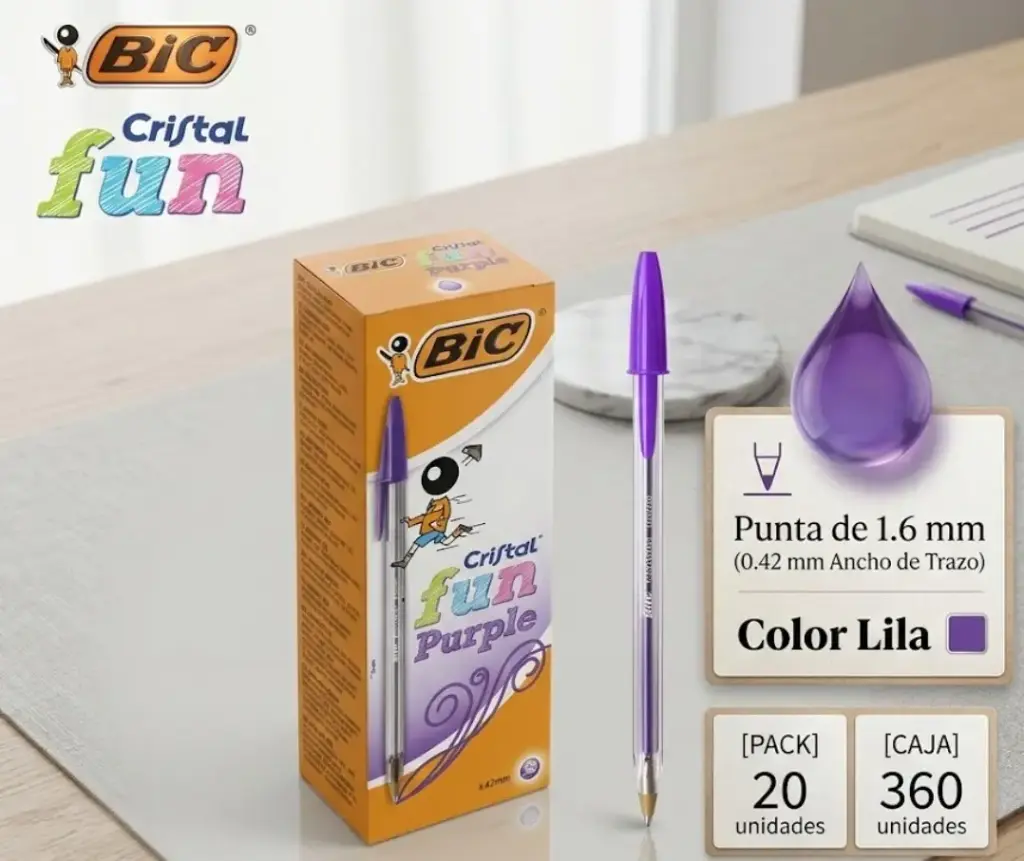 BOLÍGRAFO BIC CRISTAL FUN LILA 