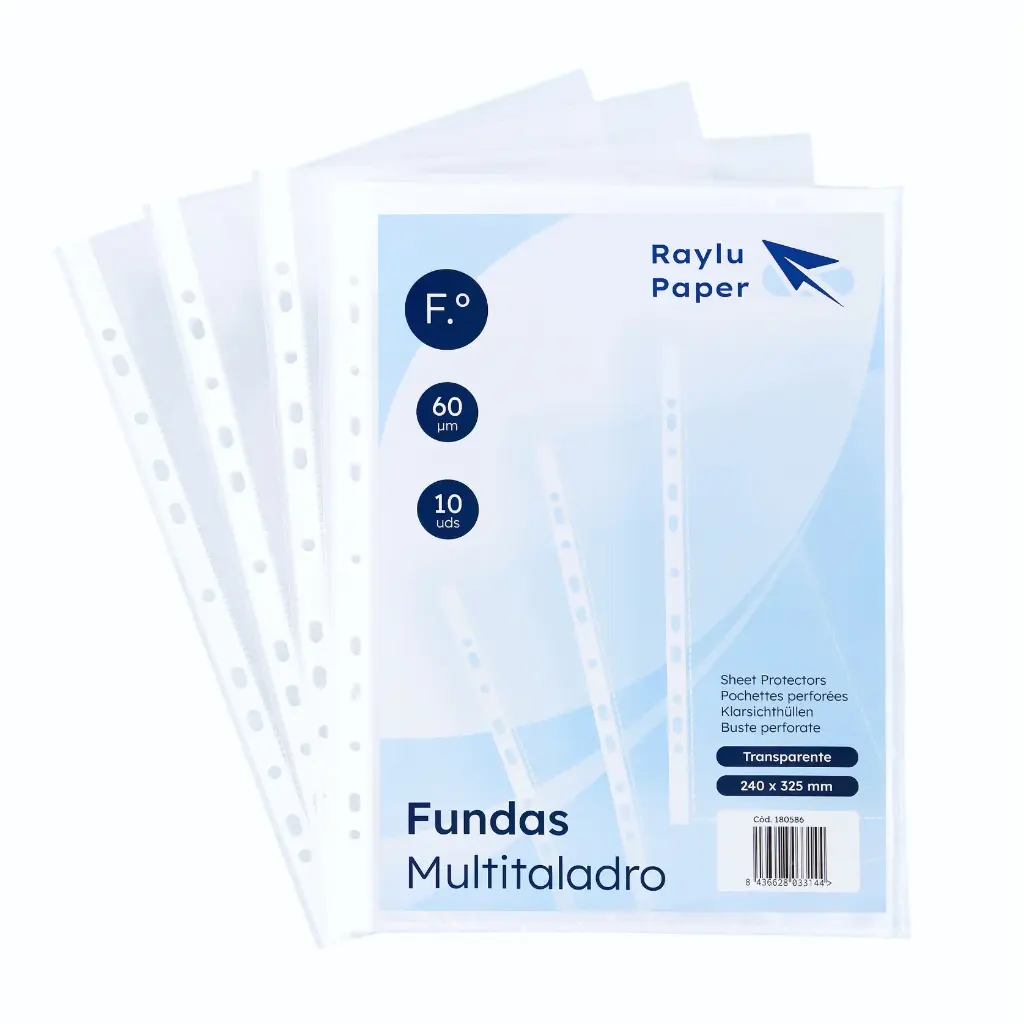FUNDAS MULTITALADRO FOLIO 60 MICRAS PAQUETES DE 10UDS
