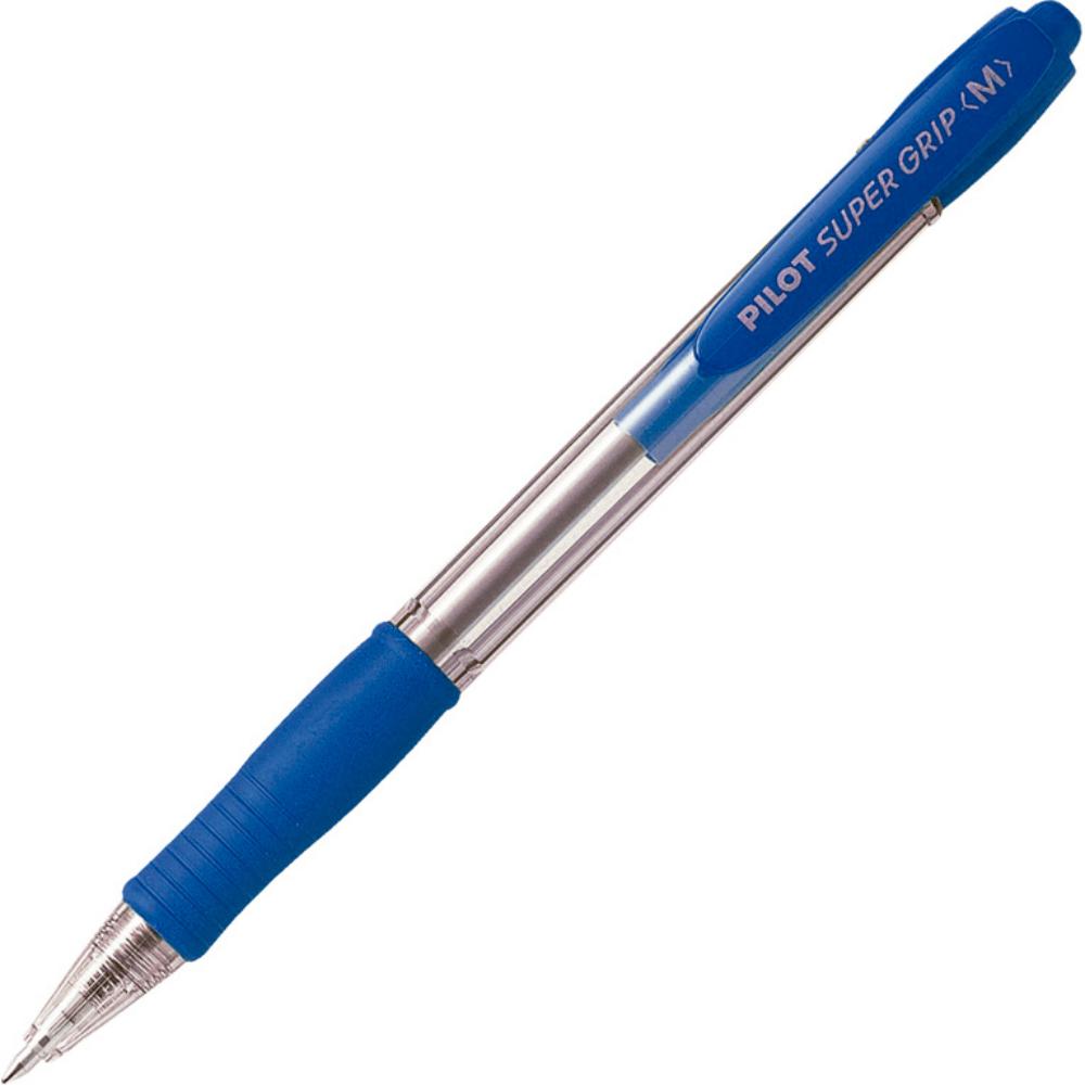 BOLÍGRAFO PILOT SUPER GRIP AZUL · TINTA ACEITE · PUNTA 1,0 MM · TRAZO 0,4 MM · CLIC RETRÁCTIL · GRIP · PACK 12 UDS