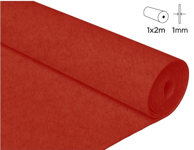 FIELTRO ACRÍLICO NARANJA EN ROLLO 100×200 CM – 1 MM DE GROSOR, 160 G/M² (INNSPIRO)