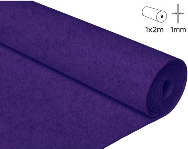 FIELTRO ACRÍLICO VIOLETA EN ROLLO 100×200 CM – 1 MM DE GROSOR, 160 G/M² (INNSPIRO)