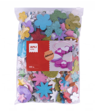 FORMAS GOMA EVA ADHESIVAS CON PURPURINA · MAXI · PACK 450 UDS