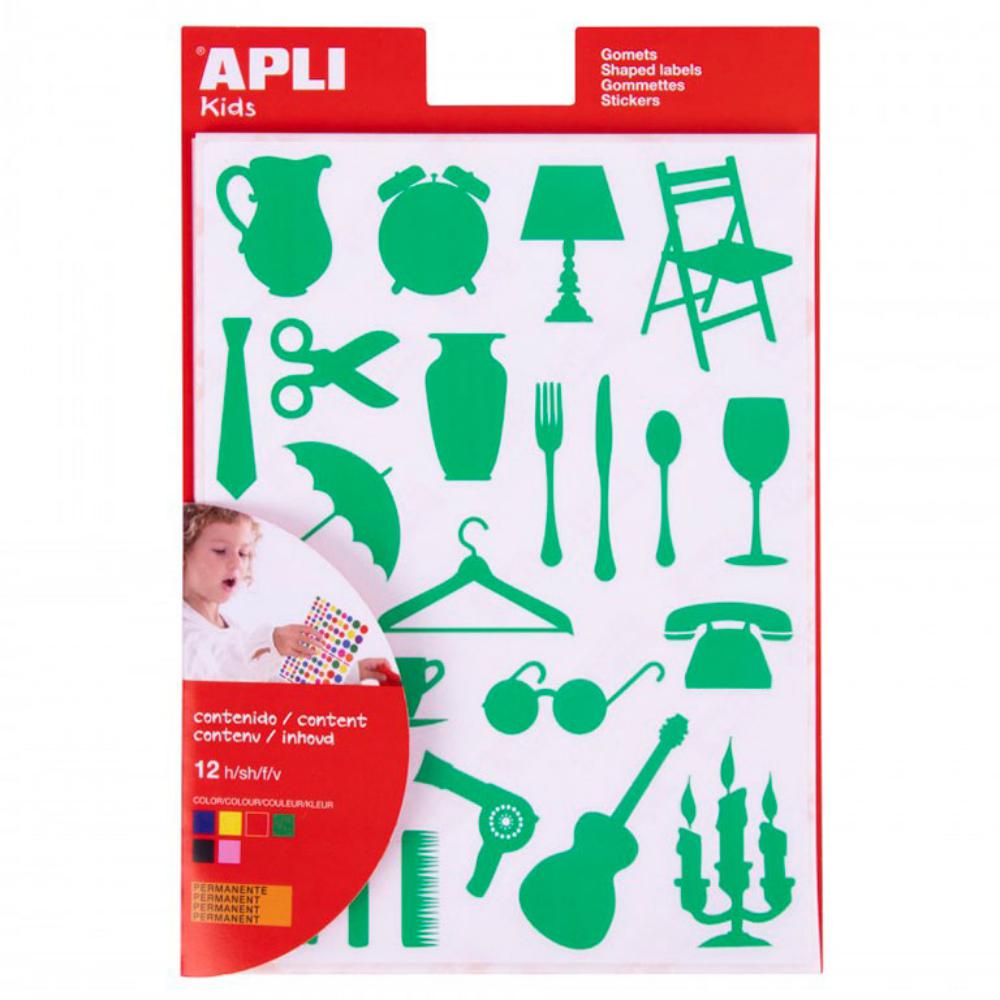 GOMETS APLI  SILUETAS OBJETOS CASA 12 HOJAS BOLSA