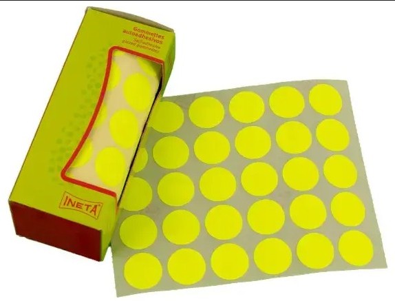 GOMETS INETA CÍRCULO GRANDE AMARILLO FLUOR – ROLLO 1680 UDS
