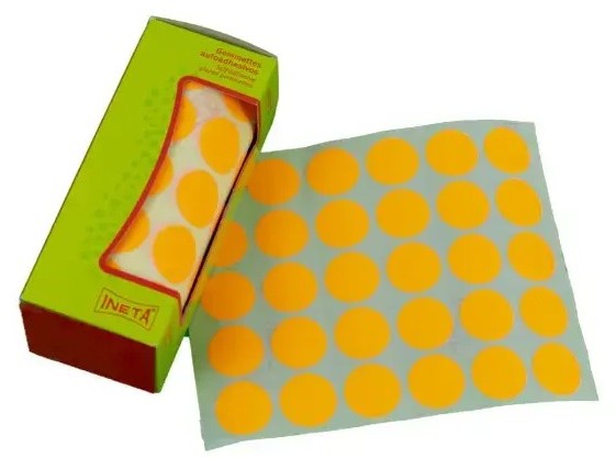 GOMETS INETA CÍRCULO GRANDE NARANJA FLUOR – ROLLO 1680 UDS