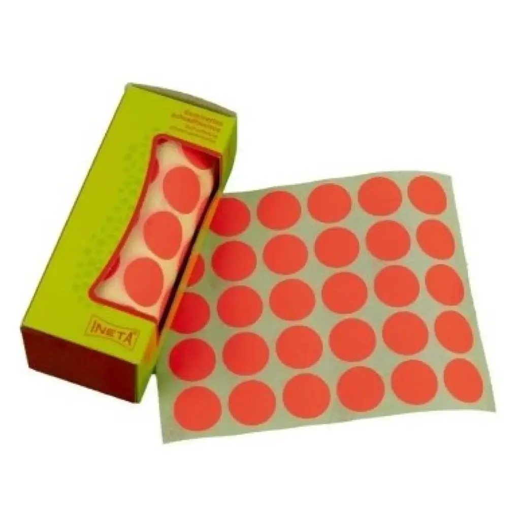 GOMETS INETA CÍRCULO GRANDE ROJO FLUOR – ROLLO 1680 UDS