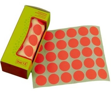 GOMETS INETA CÍRCULO GRANDE ROJO FLUOR – ROLLO 1680 UDS