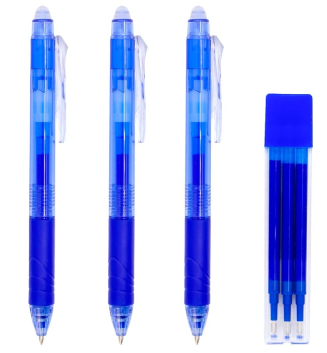 BOLÍGRAFO RAYLU IGNITE BORRABLE · TINTA GEL BORRABLE · TRAZO 0,7 MM · CLIC RETRÁCTIL · GRIP BOLSA 3 BOLI AZUL +1 REC AZUL