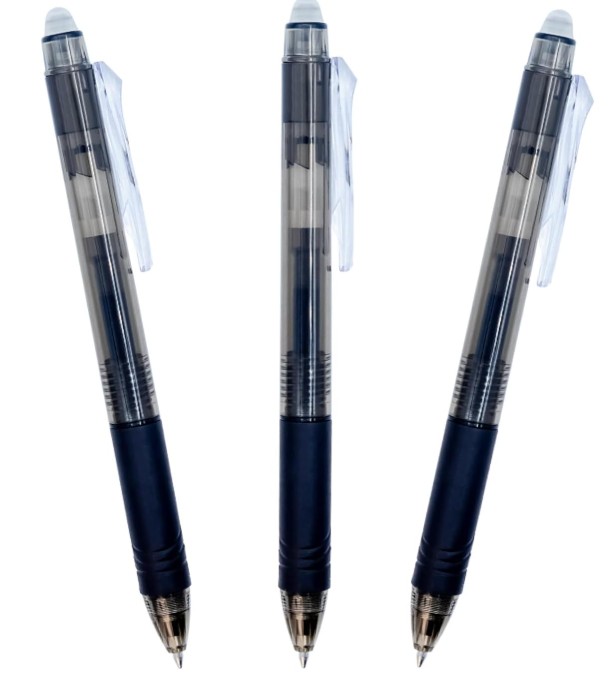 BOLÍGRAFO RAYLU IGNITE BORRABLE NEGRO · TINTA GEL BORRABLE · TRAZO 0,7 MM · CLIC RETRÁCTIL · GRIP BOLSA 3 NEGROS