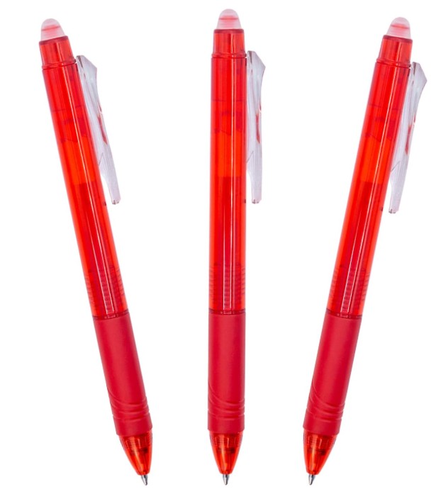 BOLÍGRAFO RAYLU IGNITE BORRABLE ROJO · TINTA GEL BORRABLE · TRAZO 0,7 MM · CLIC RETRÁCTIL · GRIP BOLSA 3 ROJOS