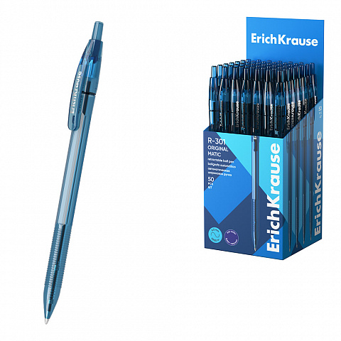 BOLÍGRAFO ERICHKRAUSE R-301 MATIC 1.0 – AZUL – AUTOMÁTICO (RETRÁCTIL) – 50 UDS (CAJA)