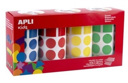 GOMETS GEOMÉTRICOS SURTIDOS 20 MM – AZUL, ROJO,AMARILLO, VERDE (4 UINDADES)