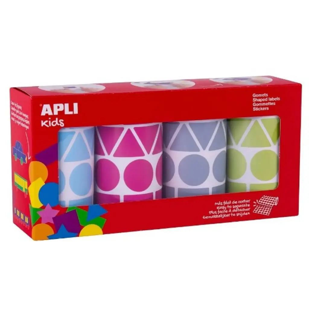 GOMETS GEOMÉTRICOS SURTIDOS 27 MM – AZUL, FUCSIA, GRIS, VERDE (4 UINDADES)