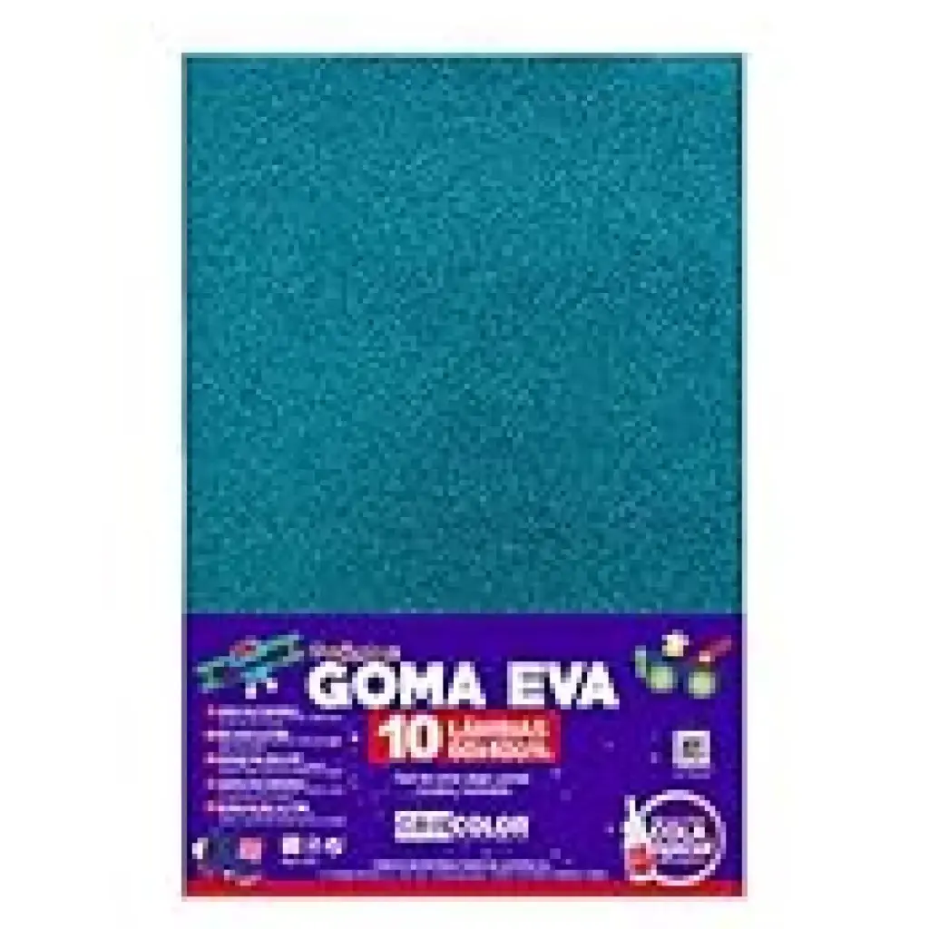 HOJAS DE GOMA EVA CON PURPURINA UNICOLOR AZUL CLARO 40x60