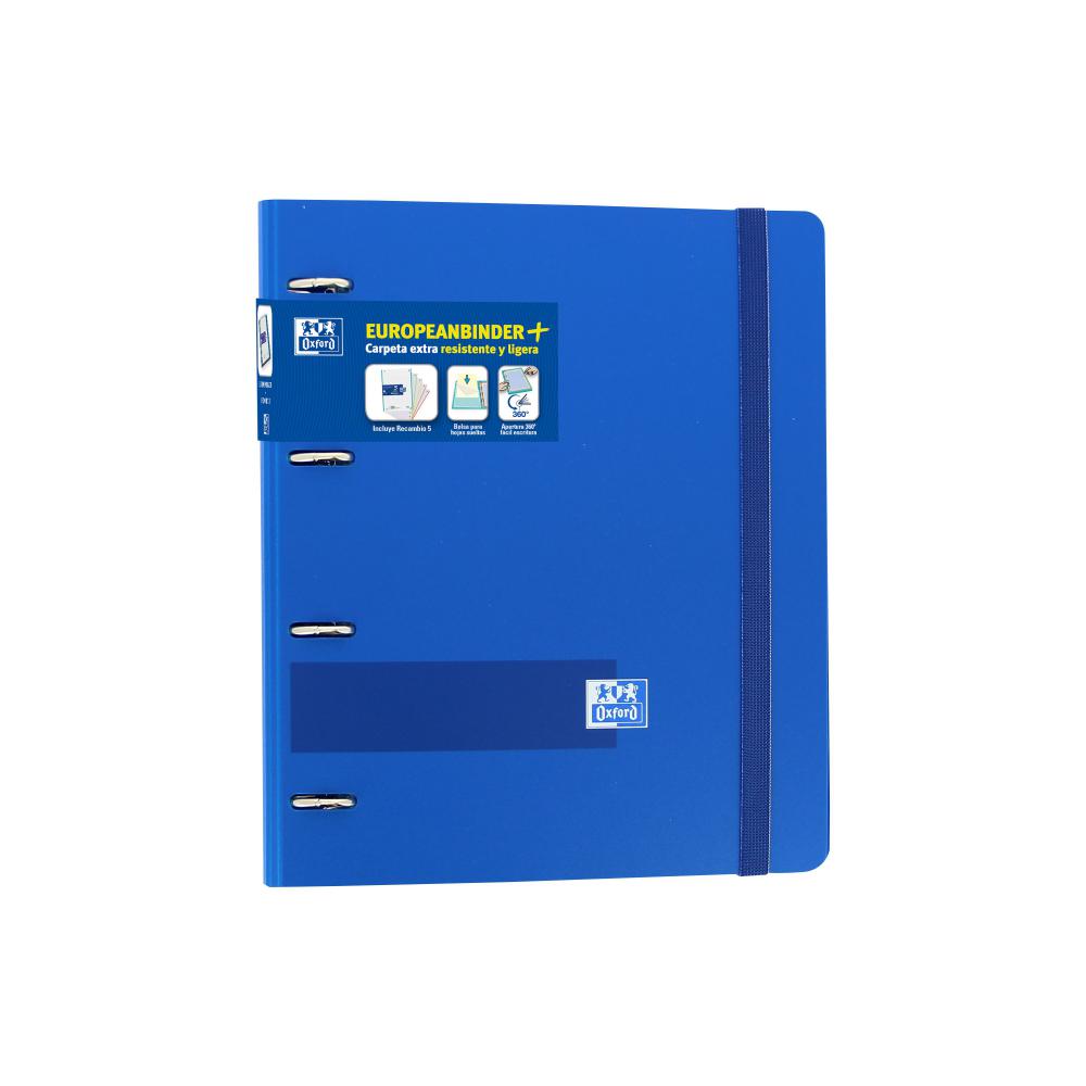 CARPEBLOC A4+ 4 ANILLAS 35MM CON RECAMBIO 5 COLORES CUADRÍCULA 5X5 TAPAS POLYFOAM AZUL MARINO