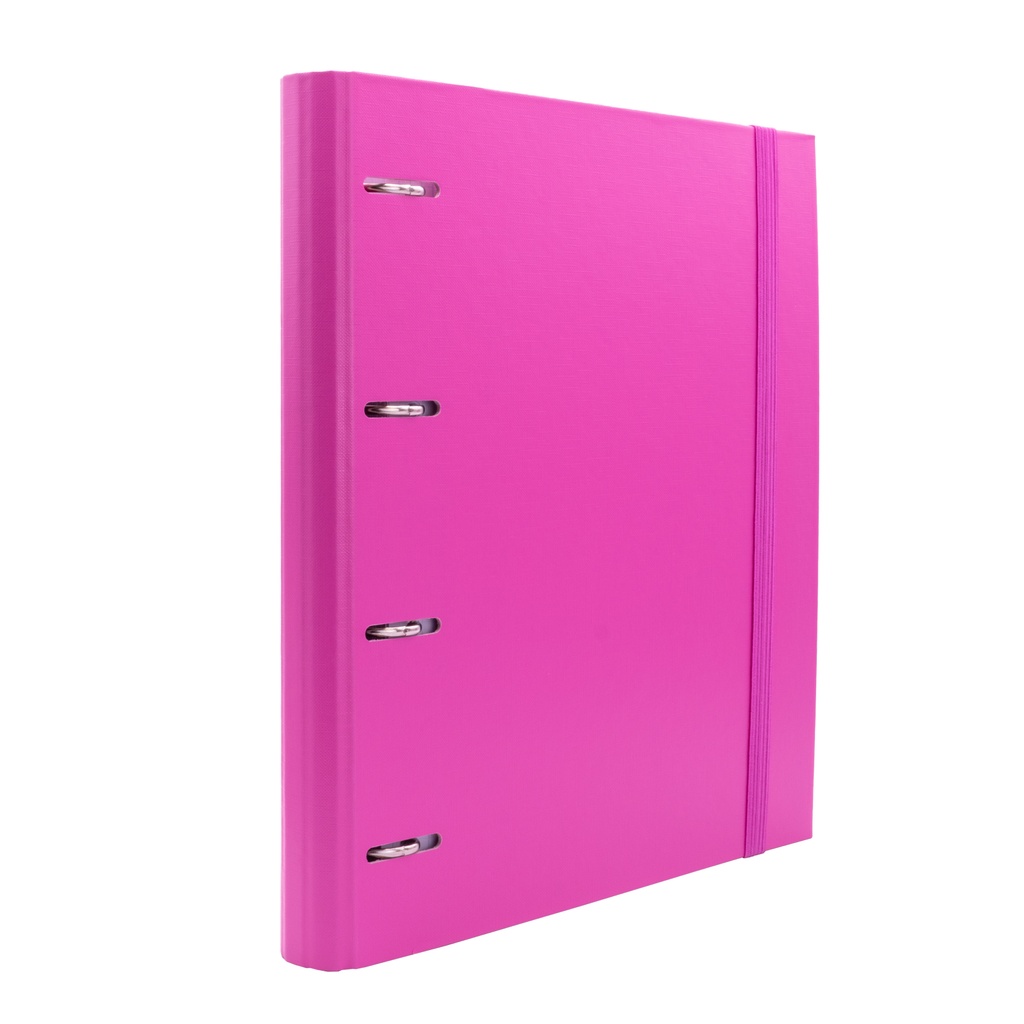 CARPEBLOCK 4 ANILLAS RAYLU PAPER® A4  ROSA OSCURO · ANILLAS Ø30 MM · LOMO 60 MM · 100 HOJAS 90 g 4×4 · 5 SEPARADORES · CIERRE ELÁSTICO · SISTEMA RADO