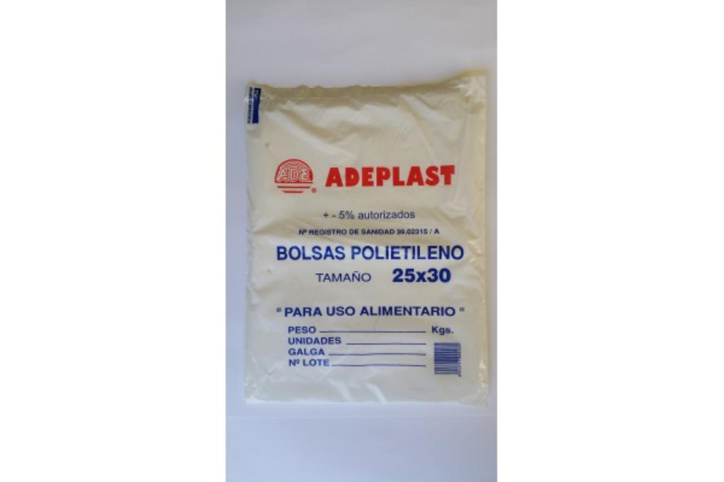 BOLSA POLIETILENO TRANSPARENTE 25 × 30 CM PACK 100 UDS