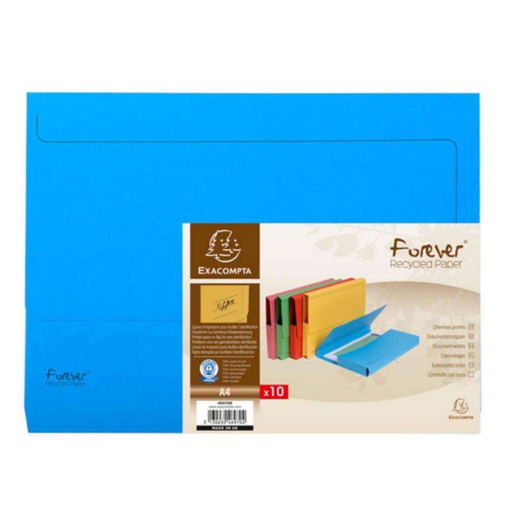 SUBCARPETAS A4 CON BOLSA – CARTULINA RECICLADA 290 G/M² – AZUL – PACK 10 UDS