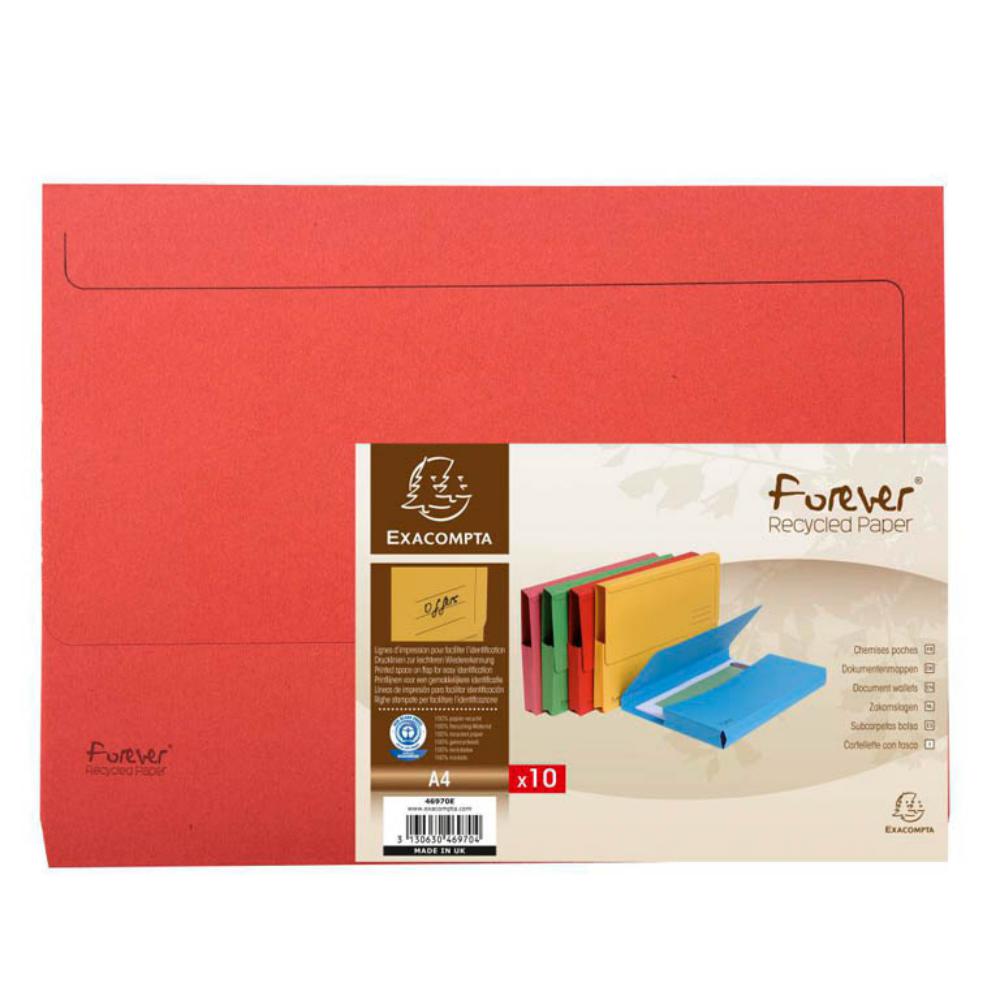 SUBCARPETAS A4 CON BOLSA – CARTULINA RECICLADA 290 G/M² – ROJO – PACK 10 UDS