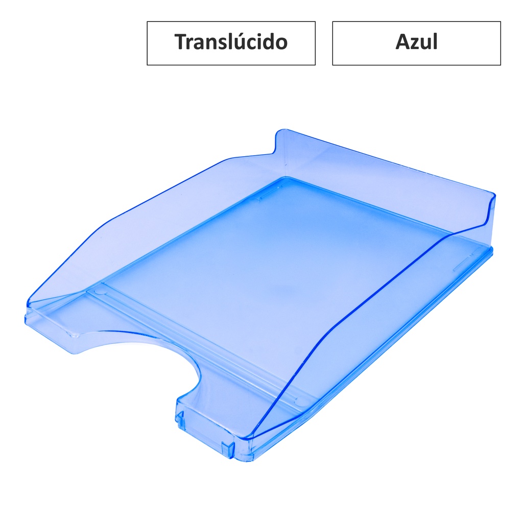 BANDEJA SOBREMESA A4 PLASTICO TRASLUCIDO AZUL