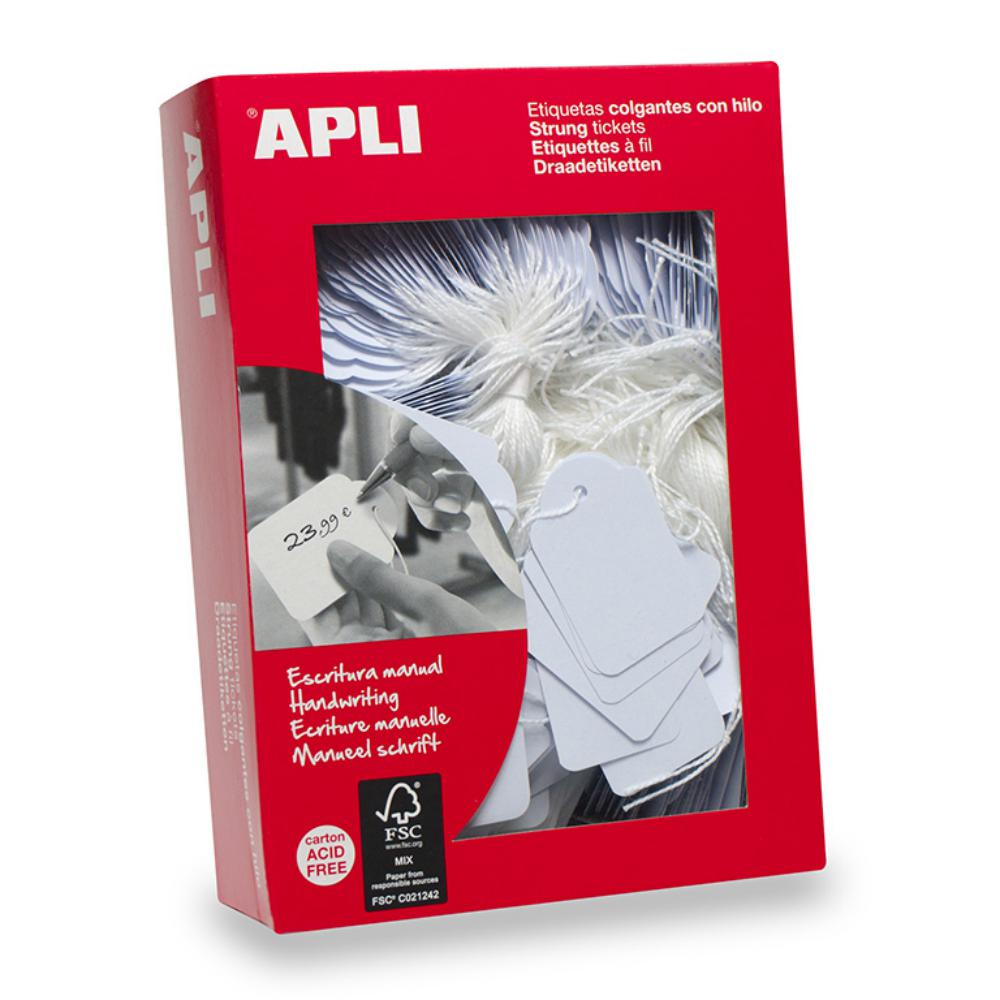 APLI ETIQUETAS COLGANTES BLANCAS 50 X 70 MM | 400 UNIDADES CON HILO