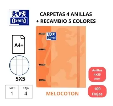 CARPEBLOCK OXFORD A4 CARTÓN FORRADO 40MM CON RECAMBIO MELOCOTON
