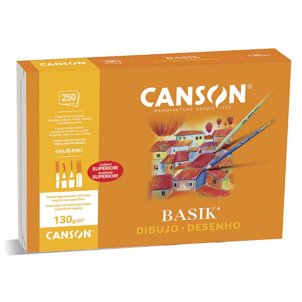 GUARRO CANSON – PAPEL DE DIBUJO BASIK (A4 – 250 HOJAS – 130 G/M²)