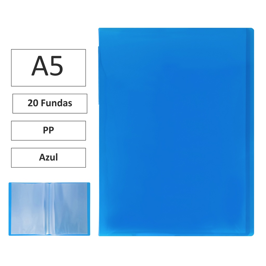 CARPETA DE FUNDAS RAYLU PAPER PREMIUM A5 · 20 FUNDAS (AZUL)