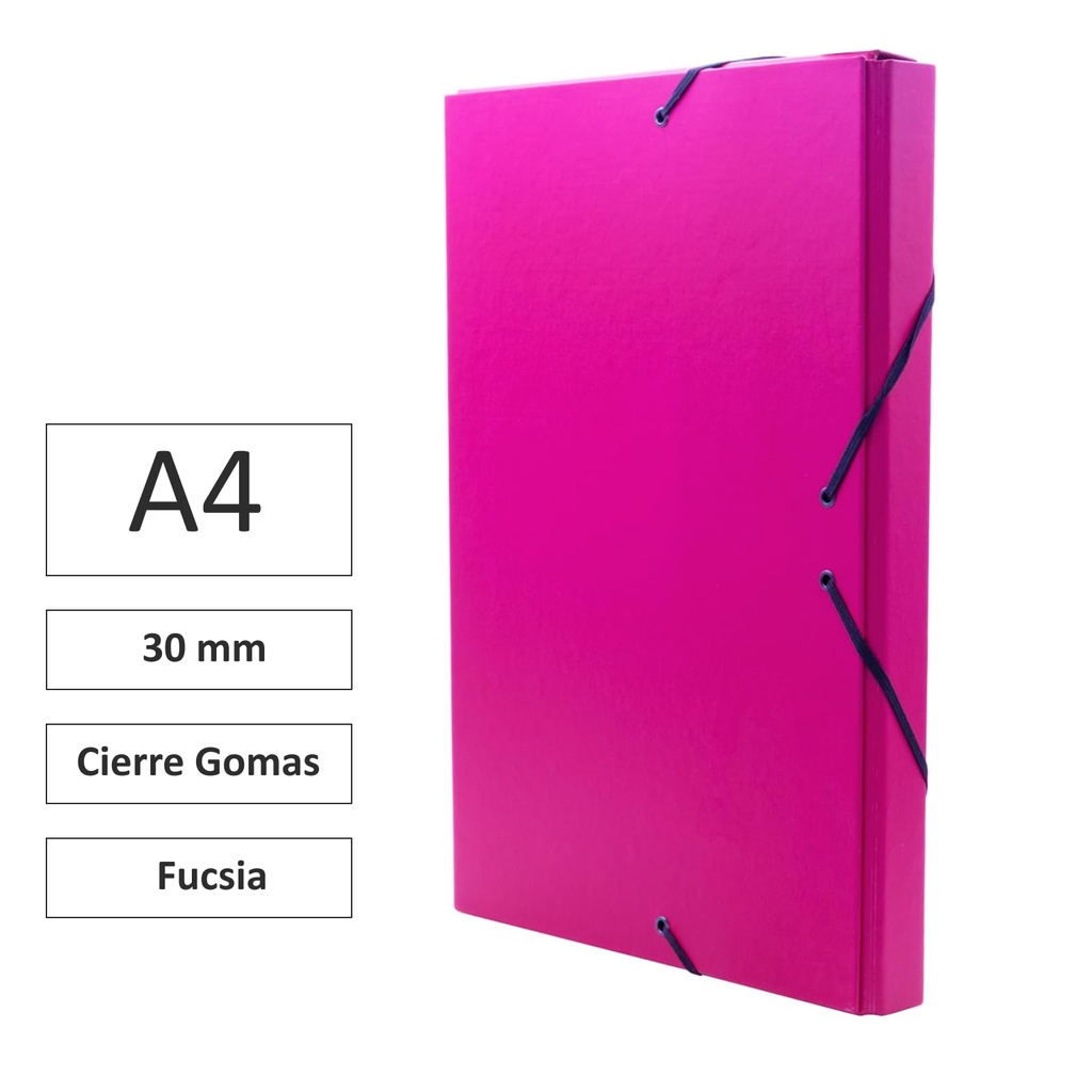 CARPETA PROYECTO RAYLU PAPER A4 LOMO 30 MM FUCSIA CIERRE CON GOMAS