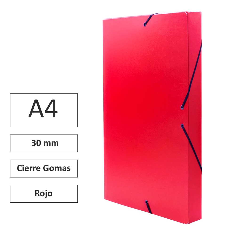 CARPETA PROYECTO RAYLU PAPER A4 LOMO 30 MM ROJO CIERRE CON GOMAS