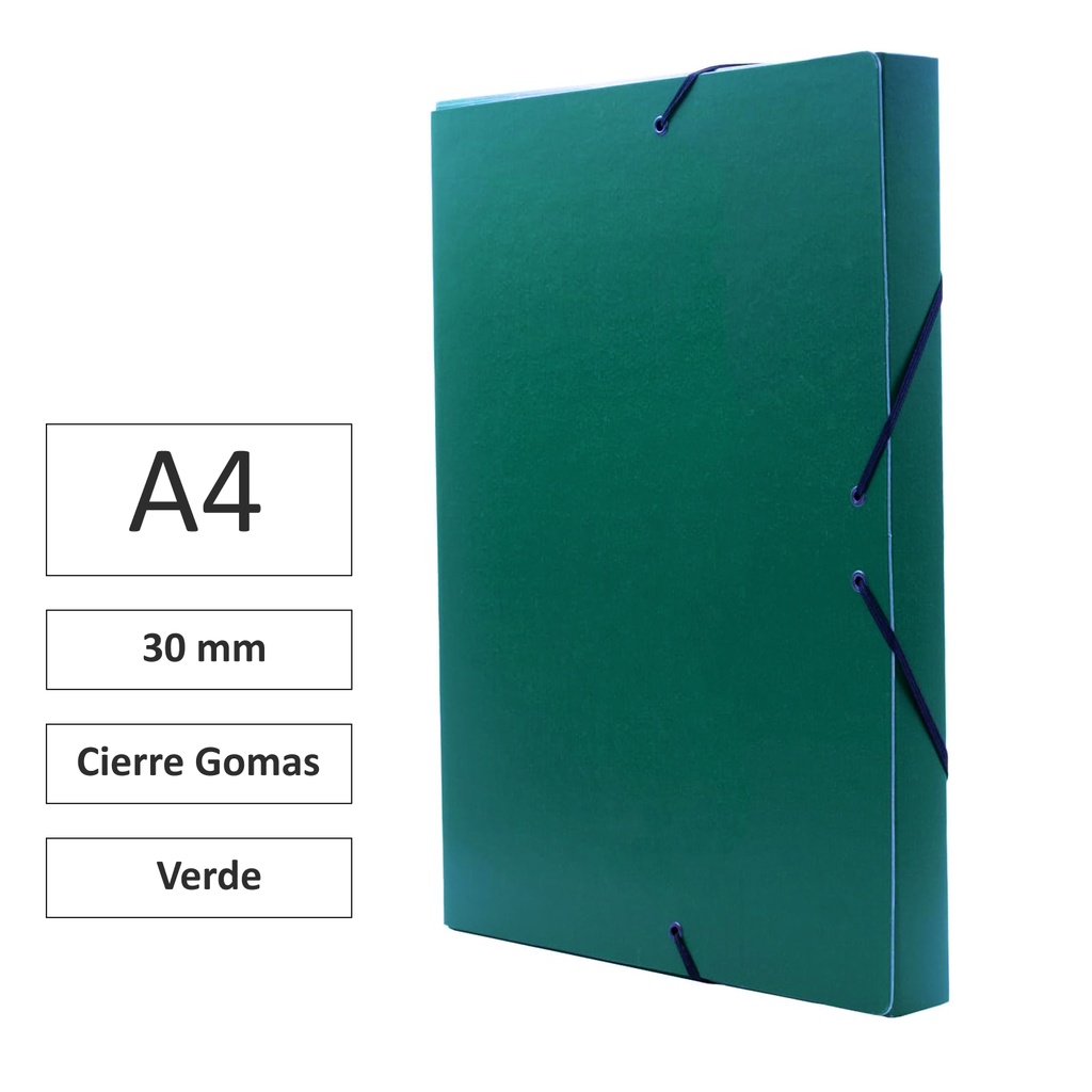 CARPETA PROYECTO RAYLU PAPER A4 LOMO 30 MM VERDE CIERRE CON GOMAS 