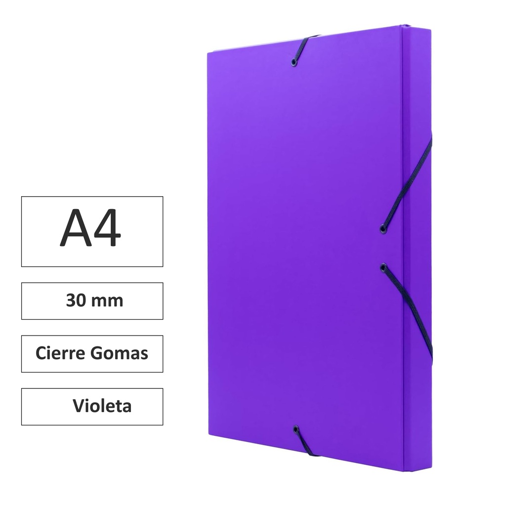 CARPETA PROYECTO RAYLU PAPER A4 LOMO 30 MM VIOLETA CIERRE CON GOMAS 