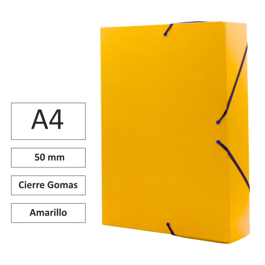 CARPETA PROYECTO RAYLU PAPER A4 LOMO 50 MM AMARILLO CIERRE CON GOMAS 